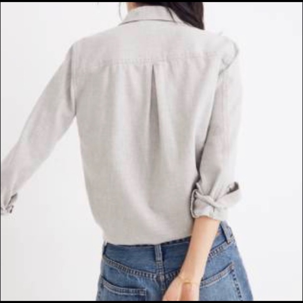 Madewell Flannel Front Tie Shirt, Grey Size M - Picture 6 of 6